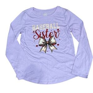 Wonder Nation “Baseball Sister” Lavender Long Sleeve Shirt – Size 7/8 – Handmade